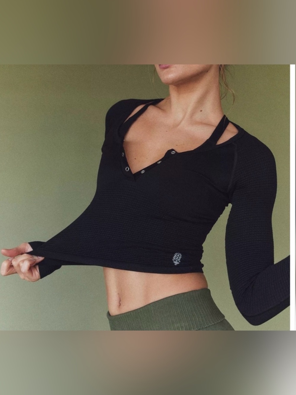 NWT FP Movement By Free People Bail Out Layer Top In Black M/L
